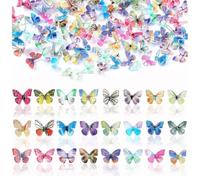 UEAVOID 50 piezas Micro Mariposas Resina, Surtido Pequeñas Mariposas Coloridas Miniaturas para Casa de Muñecas 3D Decoracion de Uñas Mariposa Decoraciones de Paisajismo para Manualidades Casa de Hadas