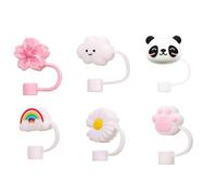 UEAVOID 6 piezas Tapas de pajitas para Stanley Cup, a prueba de polvo, silicona, pajitas reutilizables, Tapa Consejos para Stanley 40/30 Oz Vaso Accesorios (10mm) (mezcla de colores)