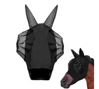 UEAVOID Máscara Antimoscas para Caballos, Atmungsaktiv y Confortable, Malla Transpirable, Anti-UV, Antimosquitos, Insectos, Máscara de Freno Elástica (Negro)