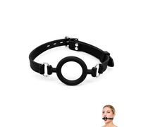 UEAVOID Mordaza O-Ring Negra Ajustable 1x. Bola de Silicona y Cuero para BDSM. Ideal para Bondage, Fetichismo Intenso y Juego de Rol Erótico. Ajuste seguro y cómodo.