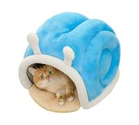 Überdachtes Katzenbett schneckenförmig - Kuscheliges Katzennest aus Plüsch | Geschlossenes Katzenhaus drinnen | Weiches Haustierbett für Katzen & kleine Hunde | Tragbare Höhle Reisen & Zuhause