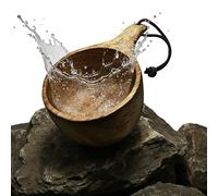 überleben Dursten Lore Kuksa - Taza de madera tallada a mano de 12 onzas, cuenco ligero de camping y taza de café de senderismo, equipo tradicional nórdico de Bushcraft con cordón y mosquetón