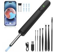 UEDAI Herramienta de eliminación de cera con cámara HD 1080P, 6 luces LED y 7 kit de cuidado tradicional para iOS y Android, color negro