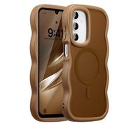 UEEBAI - Carcasa magnética para Samsung Galaxy A16 4G/5G, Wave Frame Funda de silicona líquida con carga inalámbrica, funda de protección antigolpes flexible, Bumper Cover Flip Case, color marrón