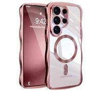 UEEBAI - Carcasa magnética para Samsung Galaxy S25 Ultra 5G con carga inalámbrica, Wave Frame Funda de silicona líquida, Funda de protección antigolpes Bumper Cover Case con protección de cámara