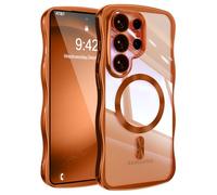 UEEBAI - Carcasa magnética para Samsung Galaxy S25 Ultra 5G con carga inalámbrica, Wave Frame Funda de silicona líquida, Funda de protección antigolpes Bumper Cover Case con protección de cámara