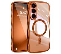 UEEBAI - Carcasa magnética para Samsung Galaxy S26 Edge 5G con carga inalámbrica, Wave Frame Funda de silicona líquida, Funda de protección antigolpes Bumper Cover Case con protección de cámara, color