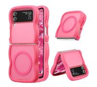 UEEBAI - Carcasa magnética para Samsung Galaxy Z Flip 3/Z Flip 4 5G, Wave Frame Funda de silicona líquida con carga inalámbrica, funda protectora antigolpes flexible Bumper Cover Flip Case, color rojo