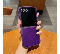 UEEBAI - Carcasa magnética para Samsung Galaxy Z Flip 7 5G, Wave Frame Funda de silicona líquida con carga inalámbrica, funda de protección a prueba de golpes suave Bumper Cover Case Morado
