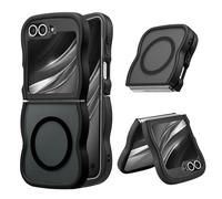 UEEBAI - Carcasa magnética para Samsung Z Flip 7 FE/Z Flip 6/Z Flip 5 5G Wave Frame Funda de silicona líquida con carga inalámbrica, funda protectora antigolpes Bumper Cover Flip Case Negro