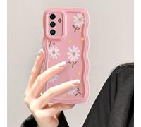 UEEBAI - Carcasa para Samsung Galaxy A35 5G, Wave Frame Marguerite Funda de silicona líquida, funda de teléfono con diseño de Daisy flor antigolpes Bumper Cover Case para niñas y mujer, flor rosa