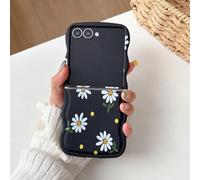 UEEBAI - Carcasa para Samsung Galaxy Z Flip 7 5G, Wave Frame Margarite Funda de silicona líquida, funda de teléfono con diseño de Daisy flor a prueba de golpes TPU Bumper Cover Case para niñas, mujer