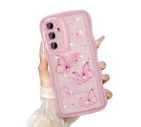 UEEBAI - Carcasa transparente para Samsung Galaxy S25 FE 5G, Curly Wave Frame de silicona líquida, funda de teléfono con diseño de mariposa a prueba de golpes Bumper Cover para niñas y mujeres, color