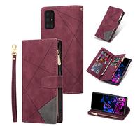 UEEBAI Custodia per Samsung Galaxy A51 4G, Portafoglio in Pala PU Retro Antiurto Flip Cover Antiurto con Slot per Schede Funzione Stand Chiusura Magnetica - Diamante Rojo