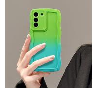 UEEBAI Funda con degradado compatible con Samsung Galaxy S24 5G, funda de marco de ondas, funda ultradelgada de silicona y TPU suave, a prueba de golpes, antiarañazos, protectora, color verde y azul