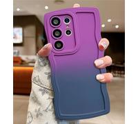 UEEBAI Funda de color degradado compatible con Samsung Galaxy S23 Ultra 5G, forma de marco de ondas, funda ultrafina de silicona suave TPU antigolpes, color lila y gris