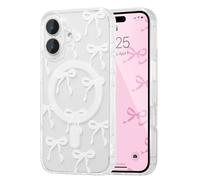 UEEBAI Funda magnética para iPhone 16 Plus, funda de lazo compatible con MagSafe, funda protectora inalámbrica delgada con cinta transparente estética, antiamarilleamiento, a prueba de golpes, para