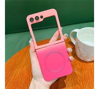 UEEBAI Funda magnética para Samsung Galaxy Z Flip 5 5G,Funda de Color neón Degradado Compatible con magsafing,Funda de Cargador Integrado,Protector de Lente de cámara Integrado - Rojo Rosa