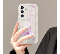 UEEBAI Funda para Samsung Galaxy A54 5G, linda forma de marco de ondas rizadas de silicona, funda para teléfono móvil con patrón de mariposas, corte ajustado, suave, funda protectora para mujeres y
