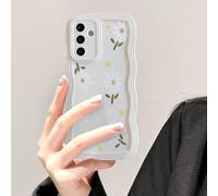 UEEBAI Funda para Samsung Galaxy A56 5G Funda de silicona con marco ondulado con margaritas y margaritas, funda protectora suave de TPU antigolpes para mujeres y niñas