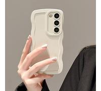UEEBAI Funda para Samsung Galaxy S21 FE 5G, diseño de Ondas rizadas con Forma de Marco de Silicona Resistente a los Golpes, antiarañazos, Funda de TPU para Mujeres y niñas para teléfono - Blanco
