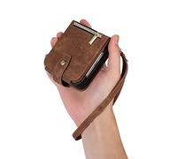 UEEBAI Funda para Samsung Galaxy Z Flip 5/6/7 FE, 3 ranuras para tarjetas Cartera de cuero retro, cubierta abatible a prueba de golpes con correa de mano, ranuras para tarjetas, bolsillo con