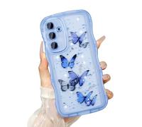 UEEBAI Funda Transparente para Samsung Galaxy S25 FE 5G, Marco Curly Wave Frame Silicona Étui de Silicona Líquida, Funda de Teléfono con Diseño de Mariposa Antigolpes Bumper Cover para Niñas Mujeres