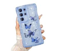 UEEBAI Wave - Funda para Samsung Galaxy S21 Ultra, bonita funda de mariposa brillante para niñas y mujeres, bonitas estrellas brillantes con purpurina, funda protectora a prueba de golpes, color azul