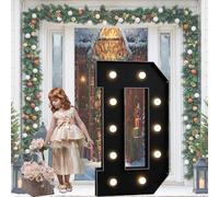 UEGFSIJRF Letras LED de Mosaico Negro Brillante de 1 Metro de Alto, números Gigantes Decorativos for marquesina, Ideal for Aniversarios, cumpleaños, Bodas y decoración DIY.(Letter D)