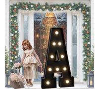 UEGFSIJRF Letras LED de Mosaico Negro Brillante de 1 Metro de Alto, números Gigantes Decorativos for marquesina, Ideal for Aniversarios, cumpleaños, Bodas y decoración DIY.(Letter A)