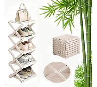 UEGFSIJRF Zapatero Plano bambú Entrada, Zapatero Vertical pequeño Plegable sin instalación for Esquina, Dormitorio, Pasillo(White,5 Layers)