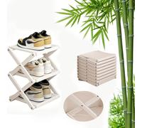 UEGFSIJRF Zapatero Plano bambú Entrada, Zapatero Vertical pequeño Plegable sin instalación for Esquina, Dormitorio, Pasillo(White,3 Layers)