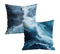 Uego de 2 Funda Cojin 80x80 cm de Terciopelo Suave, Fundas de Almohada Decoracion Hogar con Motivo Abstracto con Cremallera Oculta, Cojines Sofa Modernos para Salón y Dormitorio, Azul Marino M-w-2289