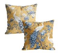 Uego de 2 Funda Cojin 80x80 cm de Terciopelo Suave, Fundas de Almohada Decoracion Hogar con Motivo Pavo real con Cremallera Oculta, Cojines Sofa Modernos para Sofá, Salón y Dormitorio, Blanco M-w-1449