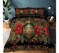 uego de Colcha Cama Decoraciones navideñas al Estilo William Morris Colcha Estampada 135 x 200 cm Cubrecama Microfibra con 2 Fundas de Almohada, Manta de Verano Cama Superligera con Elegante Rojo
