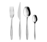 uego de cubertería de 24 piezas, acero inoxidable plateado