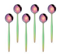 uego de cucharas de café y té de 5.1 pulgadas, 6 cucharas de espresso de acero inoxidable arcoíris, bonitas cucharas pequeñas para café de postre