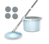 uego de fregona y cubeta de piso plano, 360 centrifugados plana fregona y cubo sistema de agua sucia, limpieza de piso en casa con 4 almohadillas de fregona, para limpieza de piso (azul)