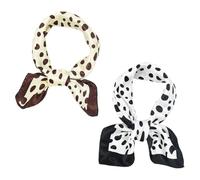 UEIOAVL Bufandas para mujer, 2 pañuelos cuadrados pequeños de seda estilo vintage de 50 x 50 cm con lunares para bolso decoración regalo para mujer (negro y marrón)