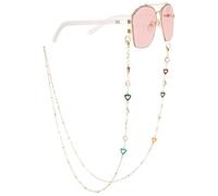 UEIOAVL Cadenas y cordones de gafas para mujer, Cadena para gafas de colores de moda cadena para gafas de sol correa para el cuello cadena con forma de corazón estilo bohemio (dorado)