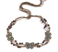 UEIOAVL Cinturones para mujer, Cinturón con borlas para mujer con diseño de mariposa y diamantes azules hecho a mano con borlas de mariposa ajustable estilo bohemio