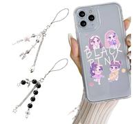 UEIOAVL Colgantes para móviles, 2 piezas de cadenas para teléfono móvil, colgante con candado de amor con estrella de cinco puntas y perlas accesorios de cordón (negro, blanco)