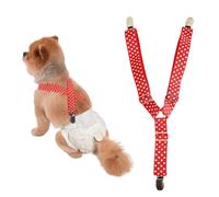 UEIOAVL Pañales para perros, 1 pañal ajustable para perro con correa y arnés (rojo)