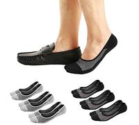 Ueither Calcetines Invisibles Cortos pare Hombres/Mujeres Respirable y Super Suaves Calcetines bajos de Algodón Antideslizantes (Negro/Gris (3 Pares Cada), 44-48)