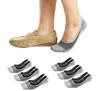 Ueither Calcetines Invisibles Cortos pare Hombres/Mujeres Respirable y Super Suaves Calcetines bajos de Algodón Antideslizantes (6 Pares Gris, 38-43)