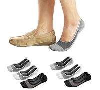 Ueither Calcetines Invisibles Cortos pare Hombres/Mujeres Respirable y Super Suaves Calcetines bajos de Algodón Antideslizantes (Negro/Blanco/Gris (2 Pares Cada), 44-48)