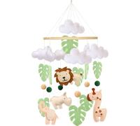 Ueiwffzo Girafa León Móvil Baby Windspiel Elefante Bosque Animales Cuna Móvil, Hojas Verdes Bebé Cuna Móvil, Cuna Móvil para Bebé, Campana de Cama Colgante, Colgante para Habitación del Bebé