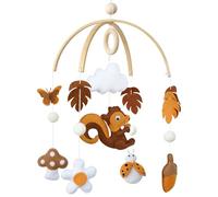 Ueiwffzo Wald Eichhorn Mobile Baby Windspiel Babybett Baby Mobiles Filz Holz Anhänger Krippe, Hängende Bettglocke Wickeltisch Babybett Anhänger für Babyzimmer