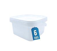 Üka • 10 Cubos Blancos de Polipropileno 2,5 L - 20x20x11 cm con Tapa. Recipientes Herméticos para Alimentos. Diseño Apilable y Libres de BPA, Plástico Duro con Asa
