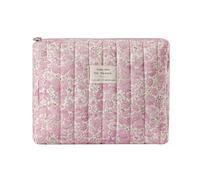 uekeboag Bolsa de maquillaje de algodón acolchada, bolsa de aseo acolchada para mujeres y niñas, bolsa de coqueta floral, bonitas bolsas de cosméticos de viaje Kawaii, Flor rosa acuarela